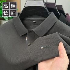 批发<b class='q'>男</b>士简约纯色POLO衫宽松高档休闲商务上衣秋冬季精选<b class='q'>长袖</b>新款潮流