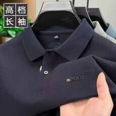 批发简约POLO衫商务休闲上衣春秋季2025新款潮流通勤<b class='q'>男</b>士<b class='q'>长袖</b>T恤翻领