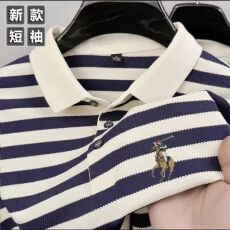 实拍~刺绣条纹男士夏季宽松翻领潮流短袖T恤新款POLO翻领上衣