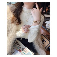 批发加绒<b class='q'>蕾丝</b>打底衫女秋冬2025年新款洋气内搭小衫白色木耳边网纱上衣