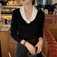 批发秋冬韩系氛围感穿搭慵懒高级感套头毛衣内搭打底针织衫<b class='q'>女</b>上衣