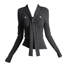 批发韩版设计感v领长袖针织内搭打底衫毛衣百搭气质修身显瘦长袖上衣