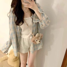 批发港风复古格子衬衫<b class='q'>女</b>2026年新款秋季设计感小众chic上衣外套春秋款