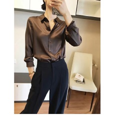 批发醋酸缎面<b class='q'>衬衫女</b>春季设计感宽松大码叠穿内搭上衣小众别致<b class='q'>长袖</b>衬衫