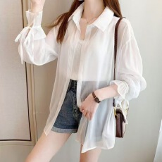 批发雪纺防晒衣2026新款长袖白衬衫慵懒风仙气外搭开衫薄款外套