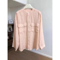 批发2026新款<b class='q'>韩版</b>漂亮色彩小立领宽松棉麻衬衫防晒外套女