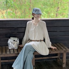 批发v领<b class='q'>长袖</b><b class='q'>衬衫</b>女夏季2026新款爆款法式气质绝美<b class='q'>衬衣</b>上衣-不配腰带