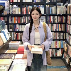 批发紫色防晒衣<b class='q'>衬衫</b>外套女春秋2026新款夏季薄款宽松<b class='q'>衬衣</b>气质长袖上衣