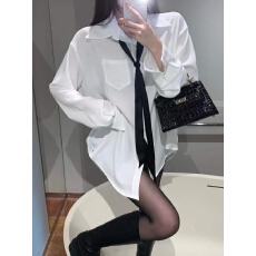 批发法式白色翻领上衣女2026新款领带纯欲风夏季雪纺休闲宽松防晒衬衫