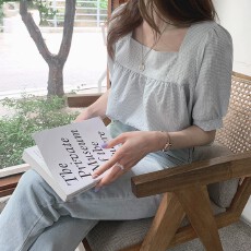 批发方领短袖衬衫夏新款<b class='q'>日系</b>甜美减龄小清新百搭小格子锁骨心机