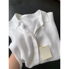 批发苎麻蓝色防晒<b class='q'>衬衫女</b>夏薄款棉麻亚麻外搭开衫衬衣薄纱空调罩衫上衣