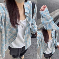 批发港风复古<b class='q'>格子衬衫</b>女2026年新款秋季设计感小众chic上衣外套春秋款