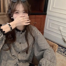 批发法式气质格子衬衫女早<b class='q'>秋</b>2026新款复古洋气减龄百搭娃娃衫圆领上衣