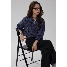 批发法式复古格子<b class='q'>衬衫</b>女2026秋季新款休闲宽松高级感小众百搭叠穿<b class='q'>衬衣</b>