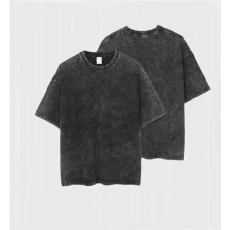 批发跨境国外专用字母标河北后包领230克100%纯棉水洗做旧复古空白版