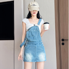 批发牛仔背带裙女<b class='q'>夏</b>季美式复古减龄小个子甜酷辣妹气质显瘦连衣裙裙裤