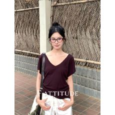 批发260克人棉挺拔身姿 51%兰精天丝11%羊毛 V领堆堆T