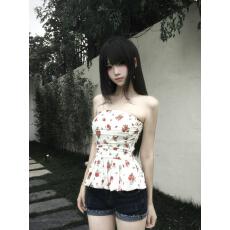 批发新中式国风EIA一尧甜心玫玫复古纯欲碎花抹胸上衣女<b class='q'>春</b>夏