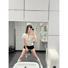 批发V领正肩polo衫<b class='q'>t</b><b class='q'>恤</b>女修身短袖翻领羽毛球运动上衣网球服