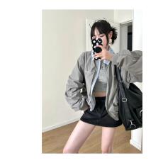 批发高级感假两件条纹拼接<b class='q'>外套</b>女装秋季宽松<b class='q'>显瘦</b>翻领夹克上衣