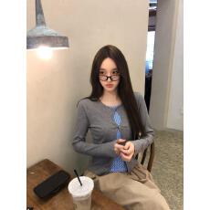 具象美貌原创设计假两件扭结针织上衣百搭通勤打底女