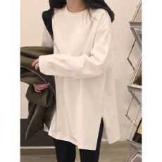 批发纯棉<b class='q'>中长款</b>长袖T恤女<b class='q'>打底衫</b>叠穿卫衣