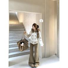 批发实拍 秋<b class='q'>冬</b>毛领毛呢子羽绒大衣韩系棕色短款羊毛外套上衣女