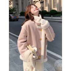 批发原版加厚皮毛一体面料 皮毛一体麂皮绒外套女冬季爆款加绒加厚