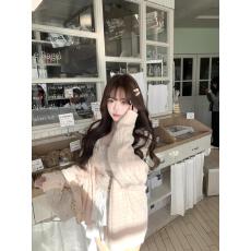 批发实拍 温柔风甜美粉色v领毛衣<b class='q'>外套</b>女2025秋装宽松麻花针织开衫上衣