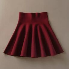 批发圣诞红新年红】秋冬新款韩版针织裙高腰显瘦百褶裙蓬蓬裙打底柔软