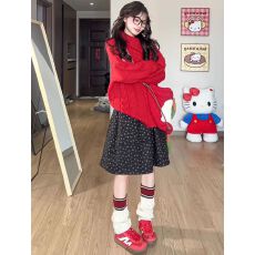 批发黑色复古毛呢碎花半身裙女<b class='q'>秋</b>冬2025新款高腰少女气质加厚a字短裙