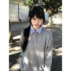 批发撞色假两件拼接<b class='q'>衬衫</b>领卫衣男女秋季长袖设计感上衣翻领宽松<b class='q'>情侣</b><b class='q'>款</b>