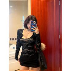 批发蕾丝微透显瘦辣妹上衣<b class='q'>修身</b>吊带背心+短款<b class='q'>外套</b>开衫套装