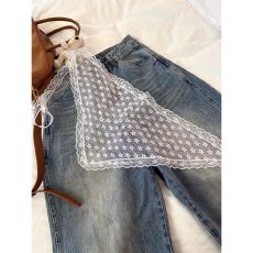 批发美式复古白色蕾丝夏装新款不规则下摆屁帘女