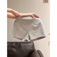 批发人棉空气层270克 灰色运动<b class='q'>短裤</b>女<b class='q'>高腰</b>外穿辣妹显瘦热裤