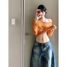 批发纯欲休闲防晒内搭打底衫辣妹露肩上衣