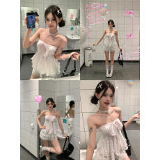 批发法式波点抹胸背心女夏<b class='q'>修身</b>显瘦无袖上衣