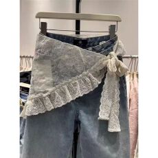 蕾丝边不规则小众设计感别致独特系带屁帘裙