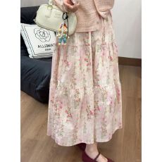 批发淡粉色可爱森女春季女碎花伞裙身裙法式茶歇气质温柔系<b class='q'>清新</b>中长款