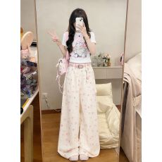 批发休闲<b class='q'>运动服</b>套装女夏季学生短袖长裤两件套