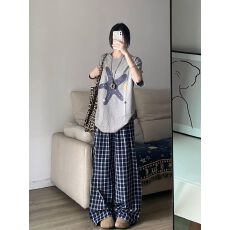 批发休闲运动服套装女夏季学生短袖长裤<b class='q'>两件套</b>