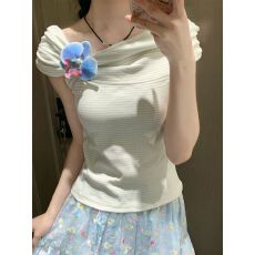 批发韩系甜辣风时尚运动套装女夏季显瘦一<b class='q'>字</b>肩条纹短袖<b class='q'>半身裙</b>两件套