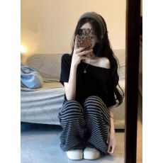 批发休闲运动服套装女夏季学生短袖长裤<b class='q'>两件套</b>