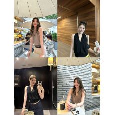 批发蝶宝嘻 质气姐姐专线 清透天丝v领显瘦气质无袖上衣t恤<b class='q'>打底衫</b>女夏