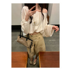 批发区区欧阳'佩里月光'Si服复刻法式一字肩小衫褶皱醋酸版