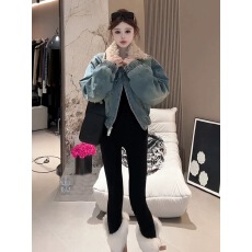 批发小个子蓝色短款翻领牛仔<b class='q'>外套</b>2025秋冬新款独特超好看<b class='q'>夹克</b>上衣女装