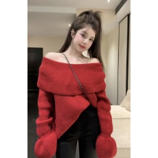 批发韩系松弛感洋气<b class='q'>荷叶边</b>圆领<b class='q'>毛衣</b>女秋冬季新款气质百搭显瘦针织上衣