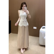 批发法式温柔风镂空<b class='q'>蕾丝</b>背心上衣套装裙夏季高级感优雅气质半裙两件套