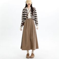 批发灯芯绒高腰a字半身裙女秋装秋季新款韩版<b class='q'>百搭</b>显瘦气质中长裙