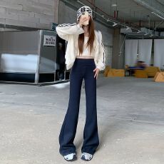 批发藏青加绒微喇裤女秋冬2025新款低腰<b class='q'>修身</b>显瘦垂感瑜伽喇叭运